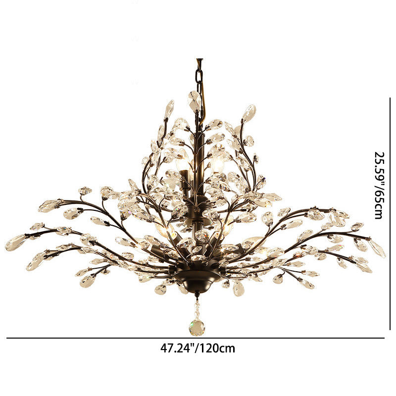 Elegant French Crystal Iron Branch Chandelier for Dining Room Lighting