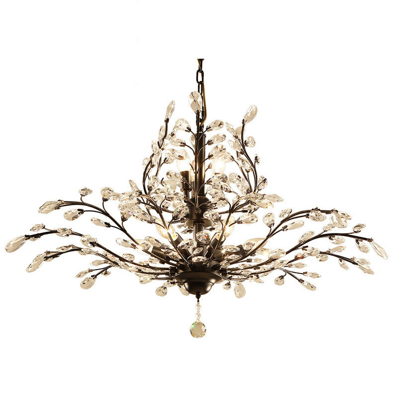Elegant French Crystal Iron Branch Chandelier for Dining Room Lighting