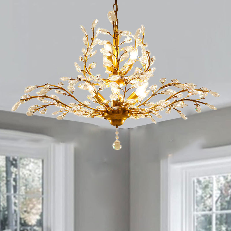 Elegant French Crystal Iron Branch Chandelier for Dining Room Lighting