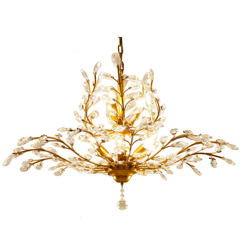 Elegant French Crystal Iron Branch Chandelier for Dining Room Lighting