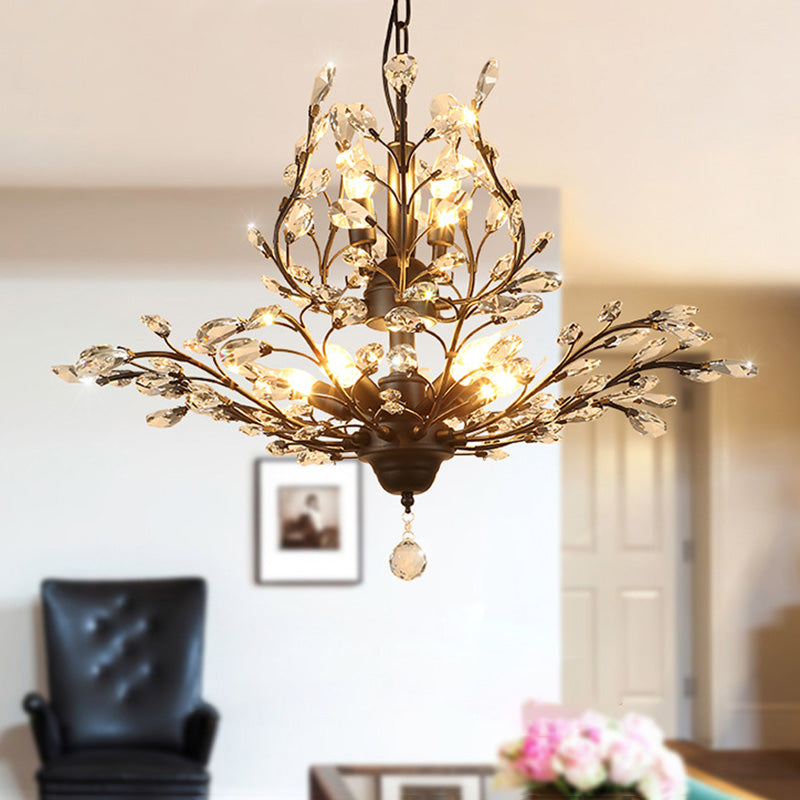 Elegant French Crystal Iron Branch Chandelier for Dining Room Lighting