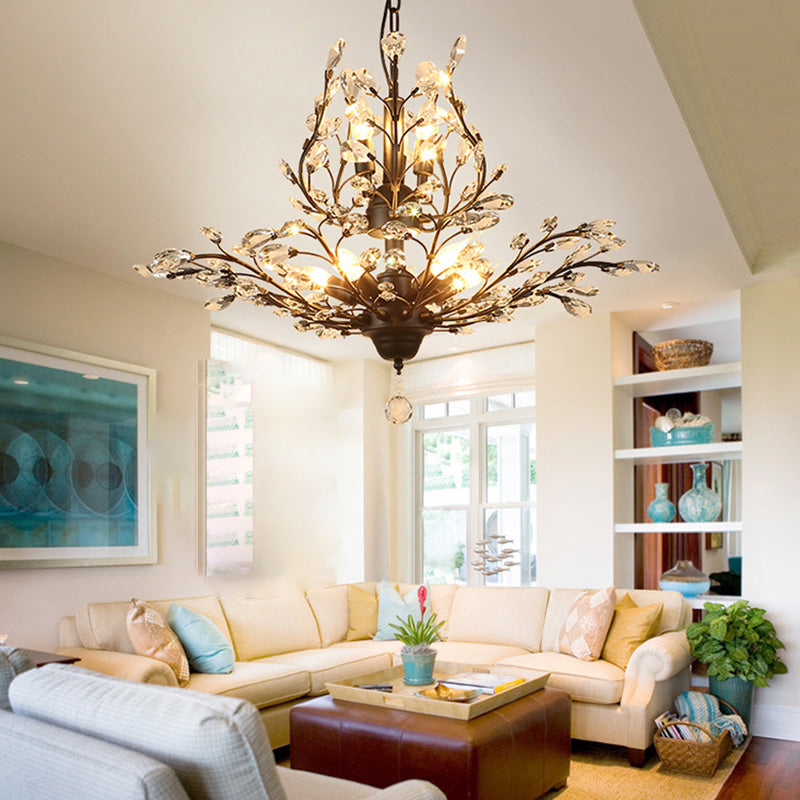 Elegant French Crystal Iron Branch Chandelier for Dining Room Lighting