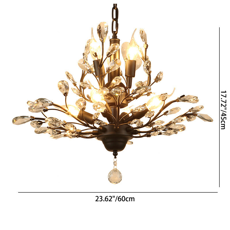 Elegant French Crystal Iron Branch Chandelier for Dining Room Lighting