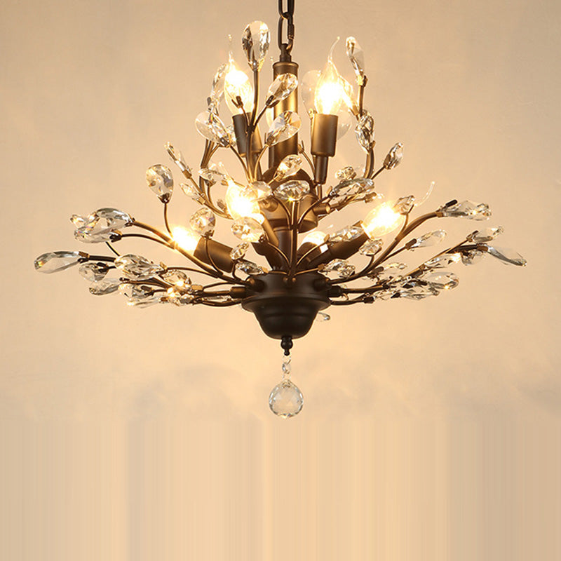 Elegant French Crystal Iron Branch Chandelier for Dining Room Lighting