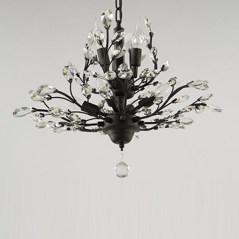 Elegant French Crystal Iron Branch Chandelier for Dining Room Lighting