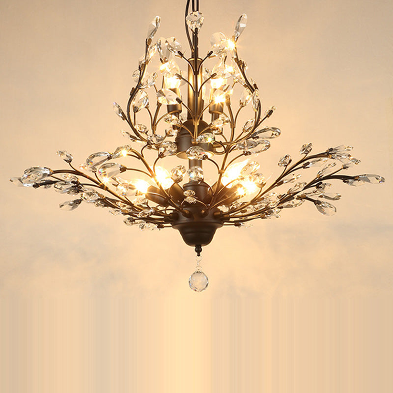 Elegant French Crystal Iron Branch Chandelier for Dining Room Lighting