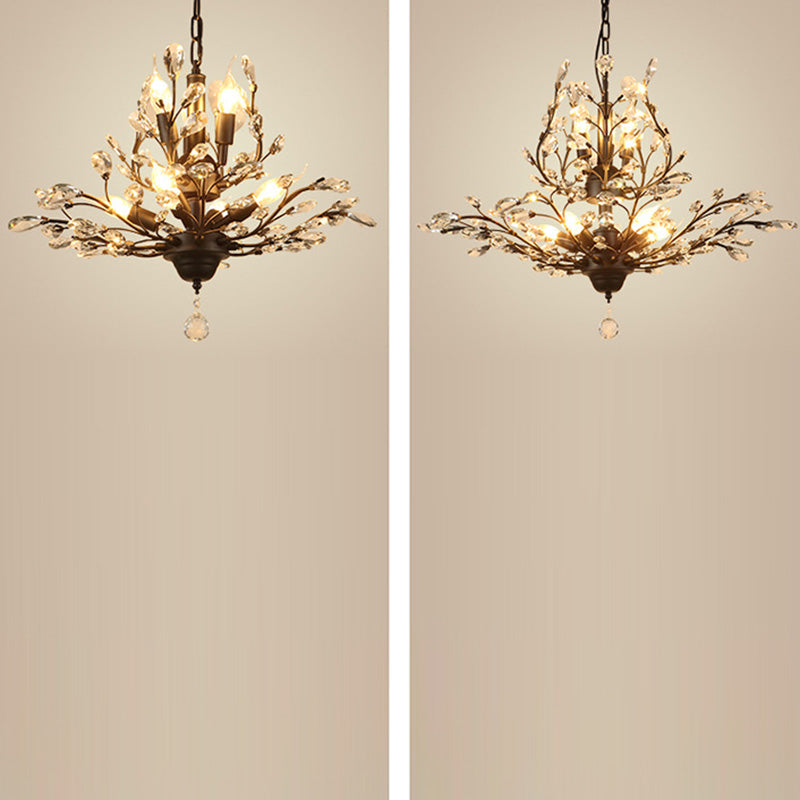 Elegant French Crystal Iron Branch Chandelier for Dining Room Lighting