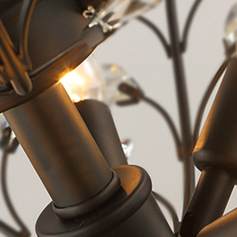 Elegant French Crystal Iron Branch Chandelier for Dining Room Lighting