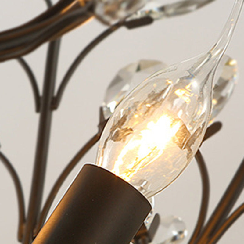 Elegant French Crystal Iron Branch Chandelier for Dining Room Lighting
