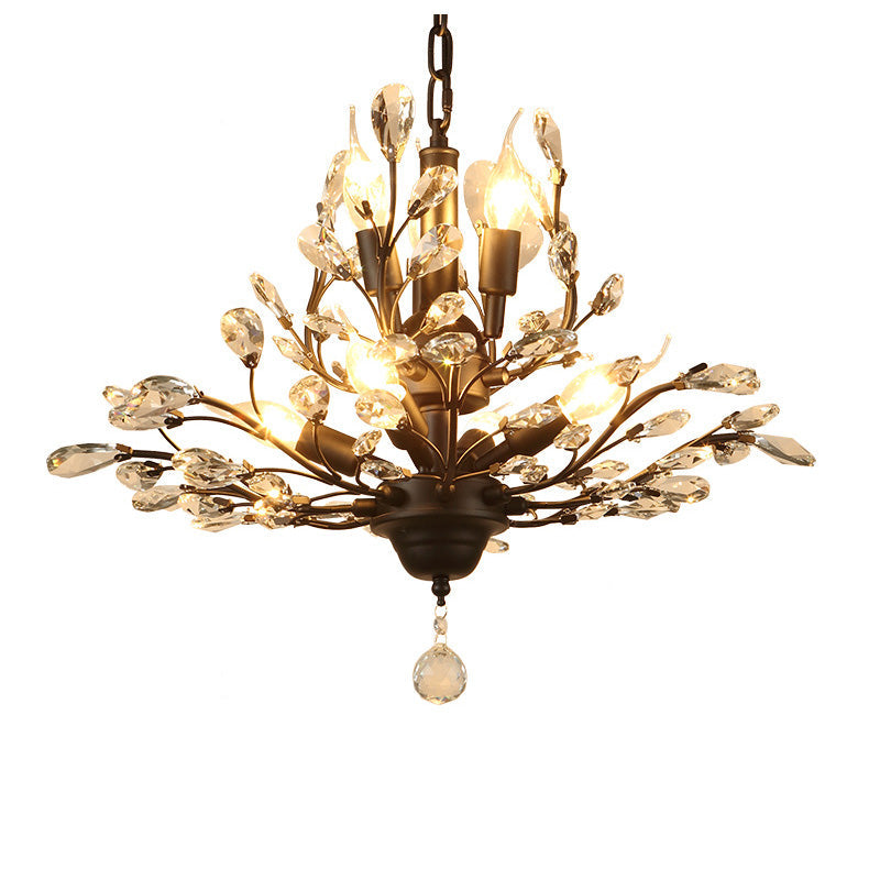 Elegant French Crystal Iron Branch Chandelier for Dining Room Lighting