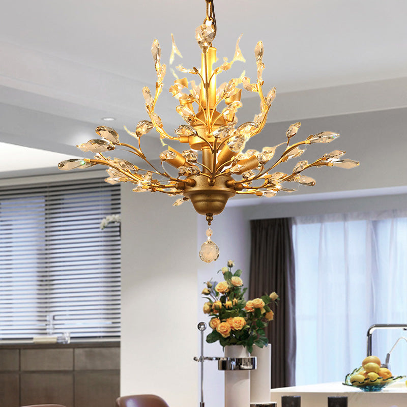 Elegant French Crystal Iron Branch Chandelier for Dining Room Lighting