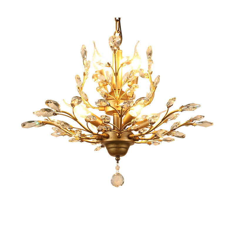 Elegant French Crystal Iron Branch Chandelier for Dining Room Lighting