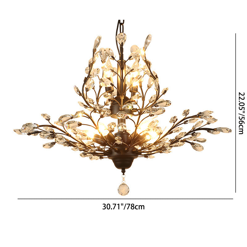 Elegant French Crystal Iron Branch Chandelier for Dining Room Lighting