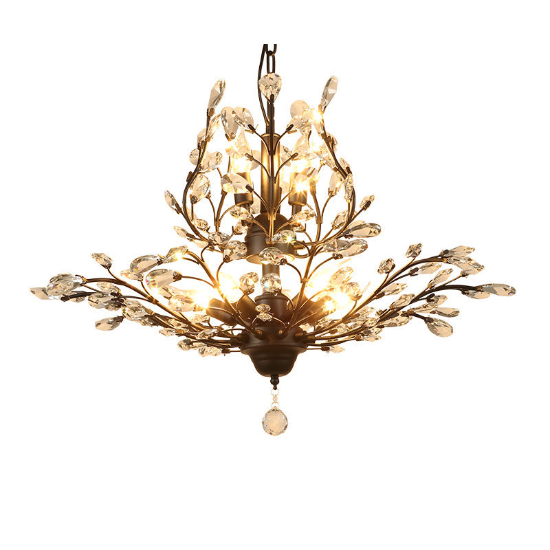 Elegant French Crystal Iron Branch Chandelier for Dining Room Lighting