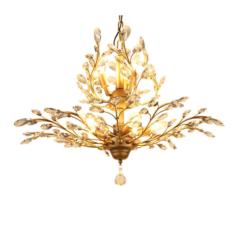 Elegant French Crystal Iron Branch Chandelier for Dining Room Lighting