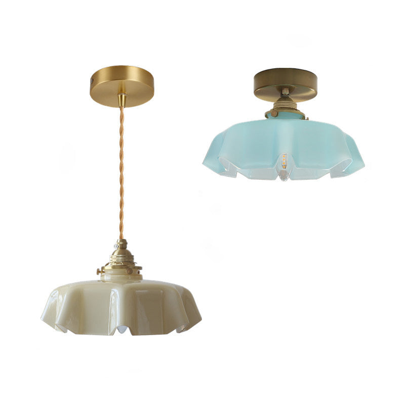 Elegant Brass and Glass Semi-Flush Mount Light Fixture for Hallway