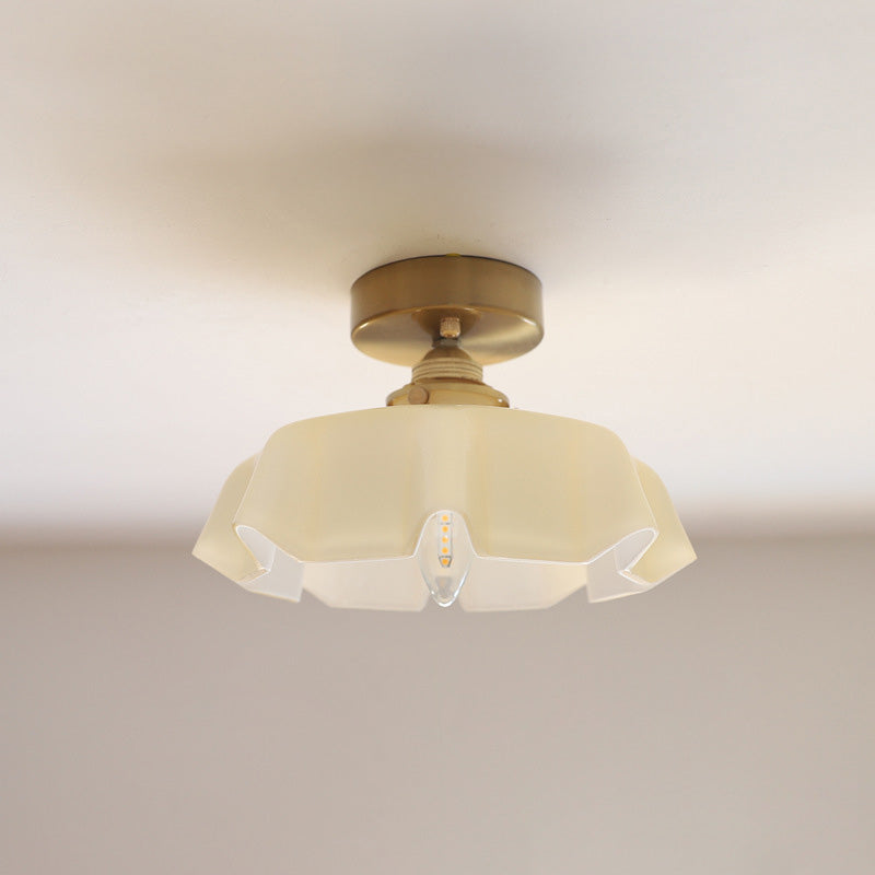 Elegant Brass and Glass Semi-Flush Mount Light Fixture for Hallway