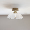 Elegant Brass and Glass Semi-Flush Mount Light Fixture for Hallway