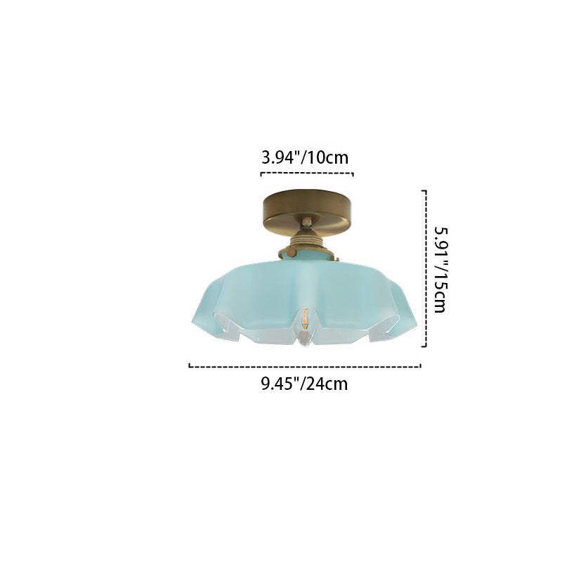 Elegant Brass and Glass Semi-Flush Mount Light Fixture for Hallway