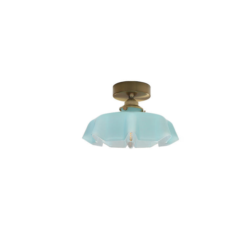 Elegant Brass and Glass Semi-Flush Mount Light Fixture for Hallway