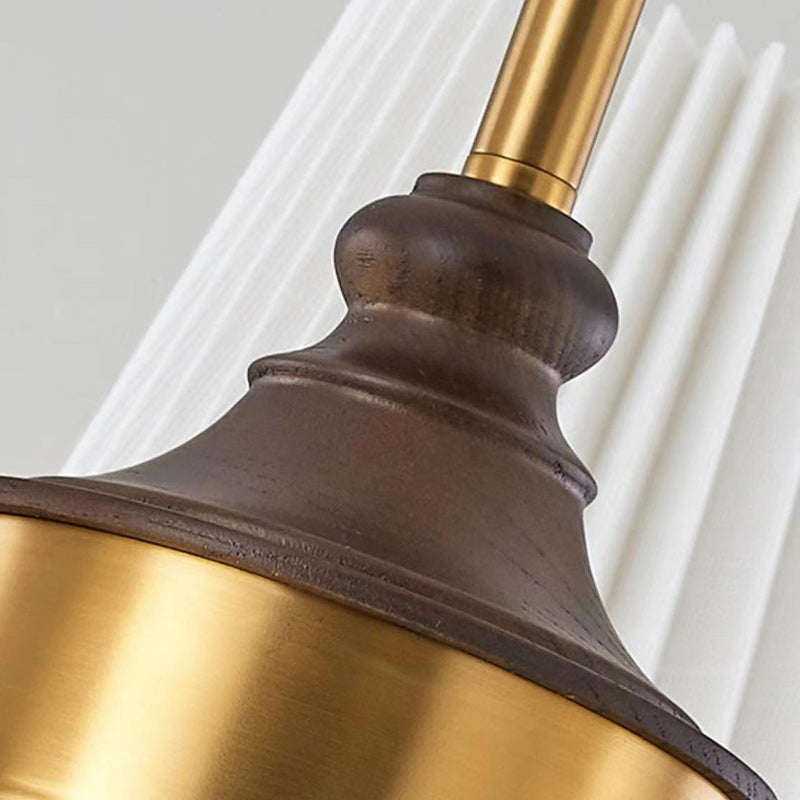 Vintage-Style Pleated Cylinder Iron and Wood 3/5 Light Chandelier for Living Room