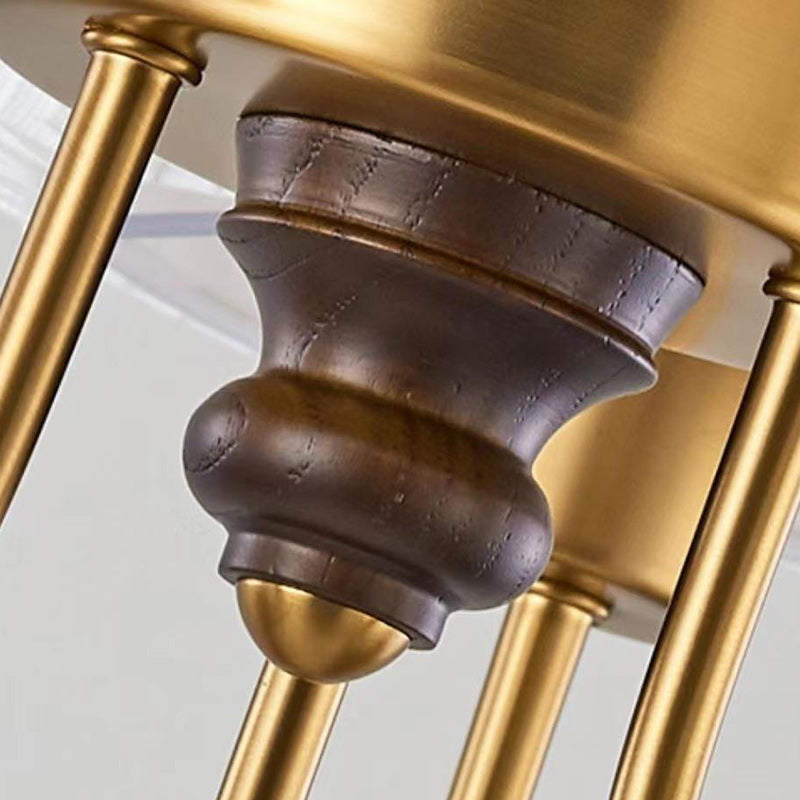 Vintage-Style Pleated Cylinder Iron and Wood 3/5 Light Chandelier for Living Room