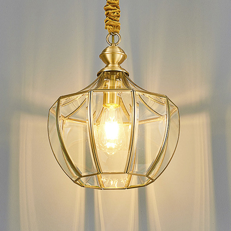Mid-Century Waterproof Copper Glass Rhombic Cylinder Outdoor Chandeliers