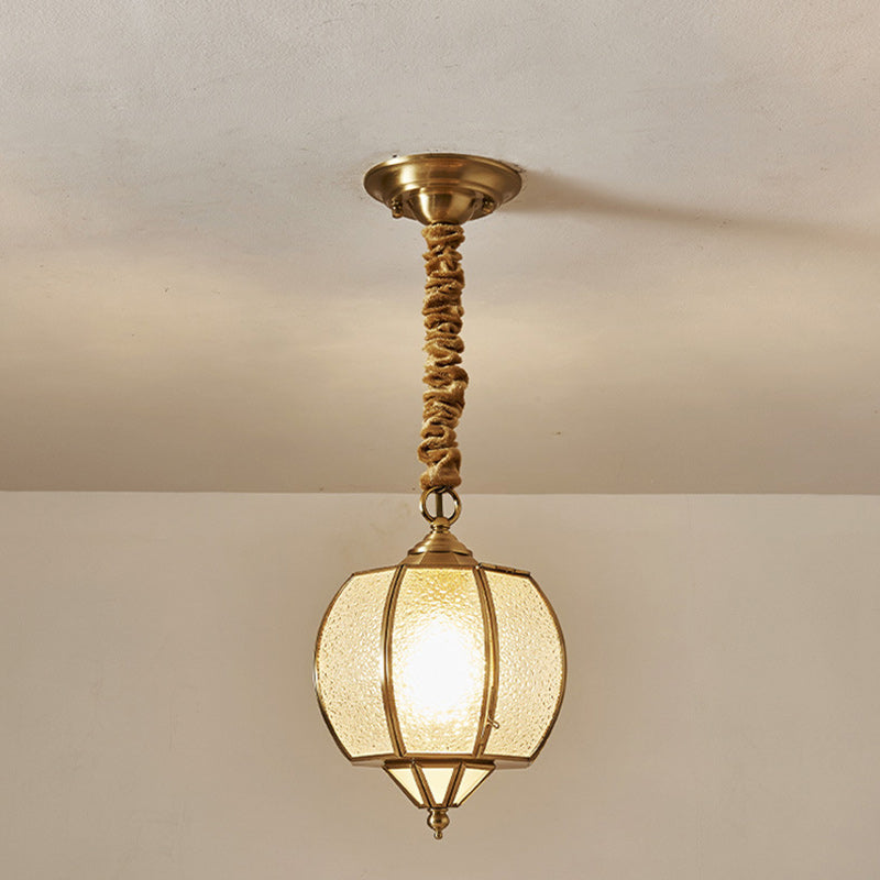 Mid-Century Waterproof Copper Glass Rhombic Cylinder Outdoor Chandeliers