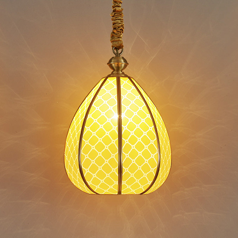 Mid-Century Waterproof Copper Glass Rhombic Cylinder Outdoor Chandeliers