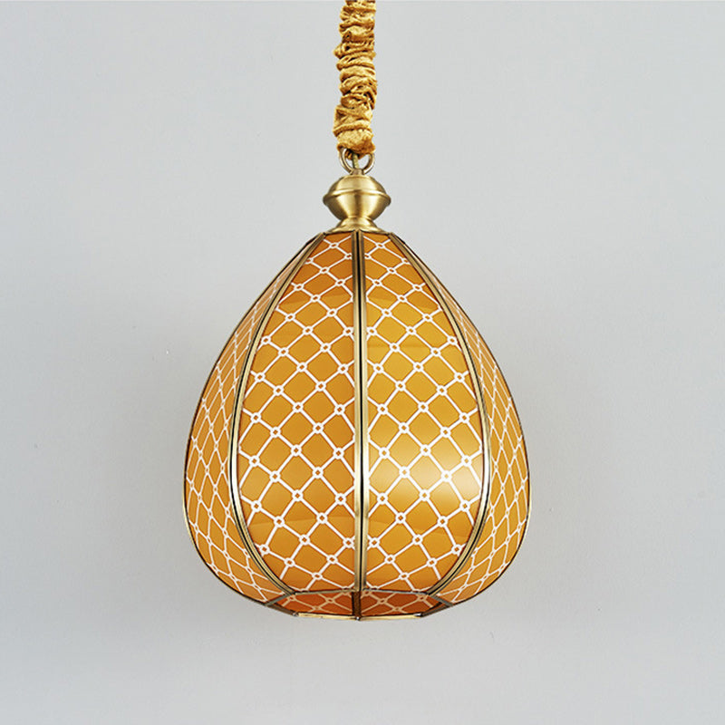Mid-Century Waterproof Copper Glass Rhombic Cylinder Outdoor Chandeliers