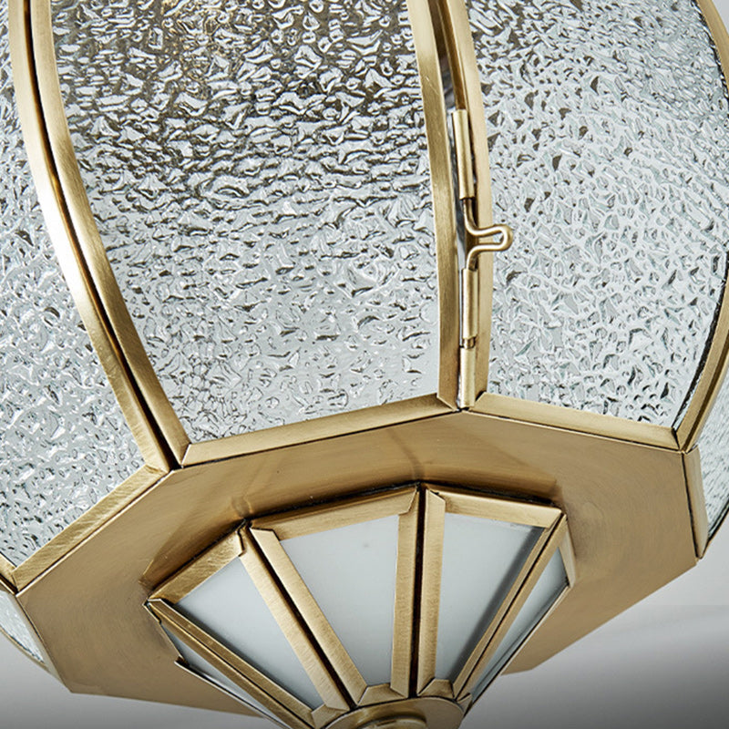 Mid-Century Waterproof Copper Glass Rhombic Cylinder Outdoor Chandeliers