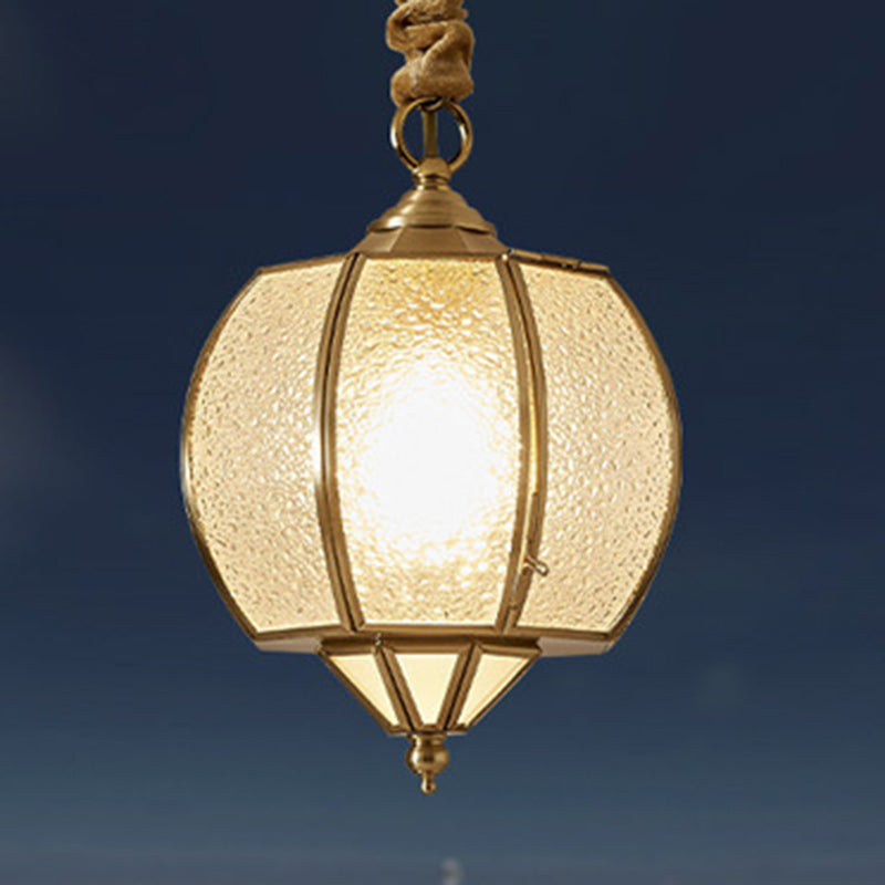 Mid-Century Waterproof Copper Glass Rhombic Cylinder Outdoor Chandeliers