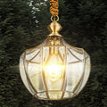 Mid-Century Waterproof Copper Glass Rhombic Cylinder Outdoor Chandeliers