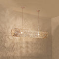 Elegant Rattan and Metal Cylinder Chandelier for Dining Room Lighting