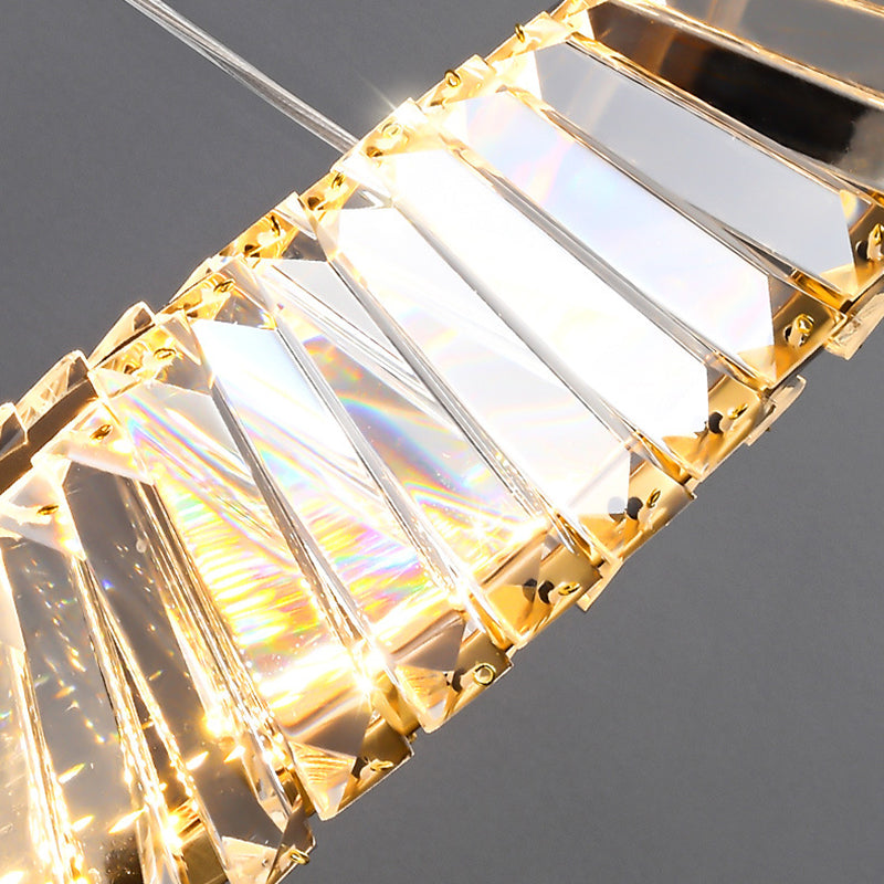 Modern Silver Crystal Iron Wave LED Island Chandelier for Dining Room