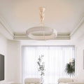 Antique White Floral Carved Metal Resin LED Chandelier for Living Room