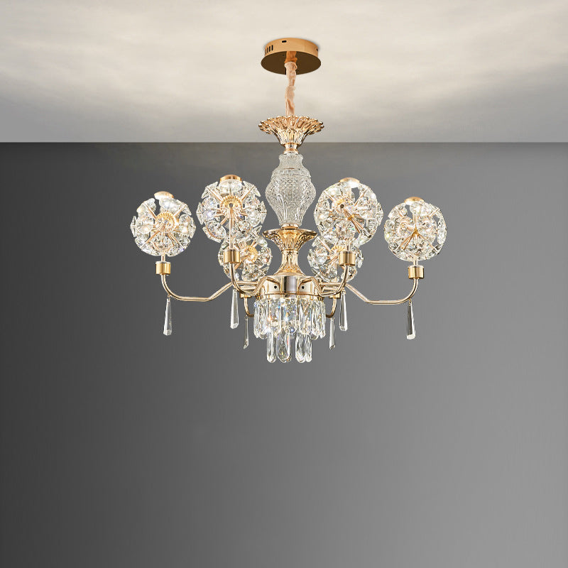 Elegant Modern Iron and Crystal LED Chandelier for Living Room