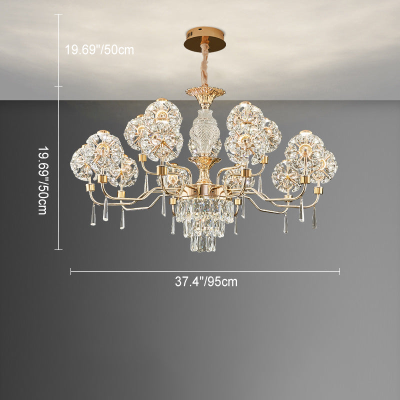 Elegant Modern Iron and Crystal LED Chandelier for Living Room