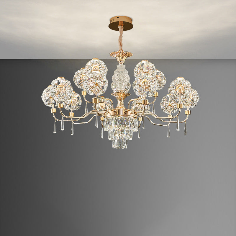 Elegant Modern Iron and Crystal LED Chandelier for Living Room