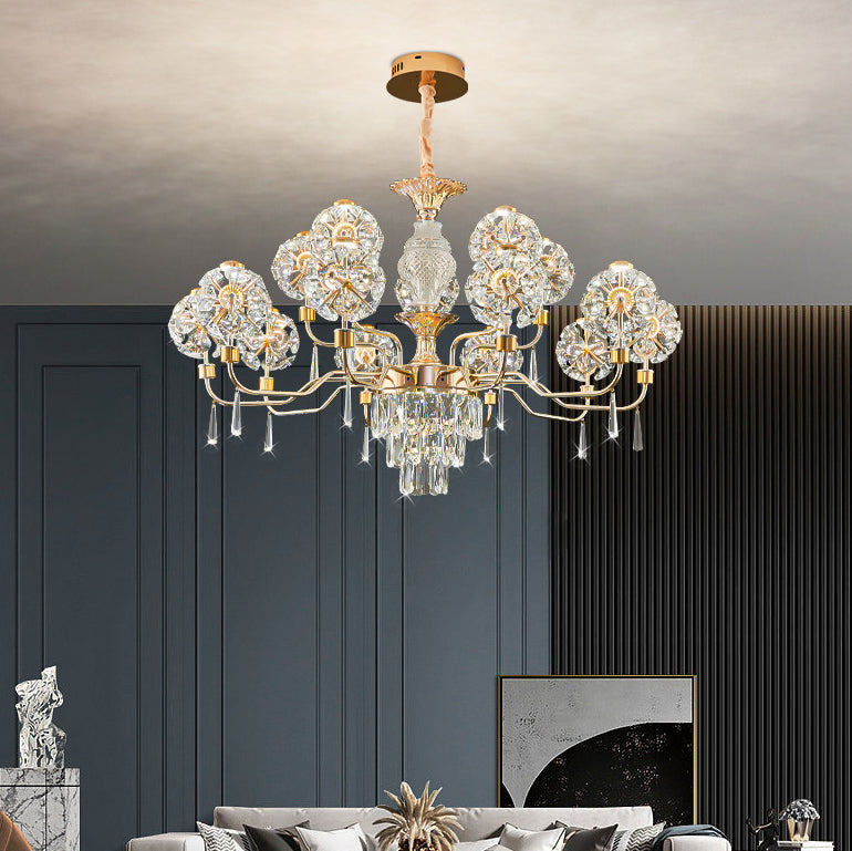 Elegant Modern Iron and Crystal LED Chandelier for Living Room