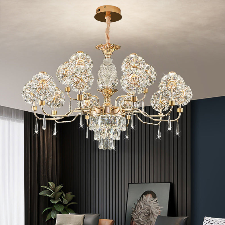 Elegant Modern Iron and Crystal LED Chandelier for Living Room