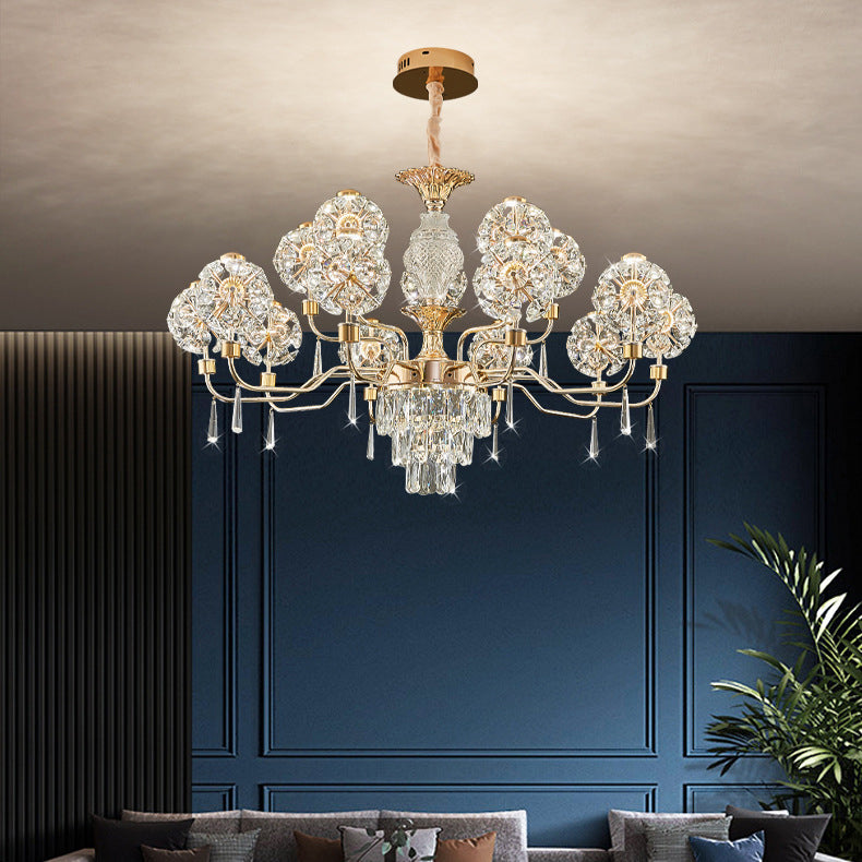 Elegant Modern Iron and Crystal LED Chandelier for Living Room
