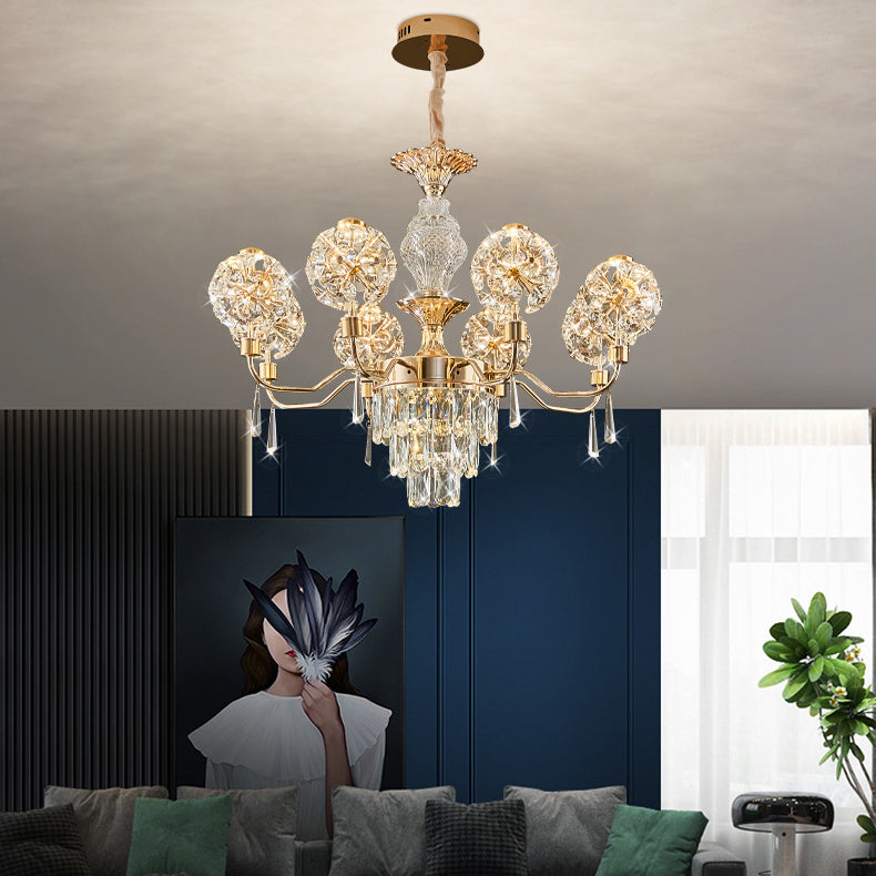 Elegant Modern Iron and Crystal LED Chandelier for Living Room