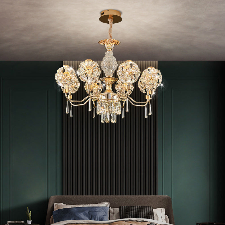 Elegant Modern Iron and Crystal LED Chandelier for Living Room