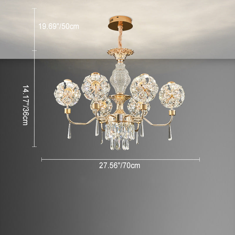 Elegant Modern Iron and Crystal LED Chandelier for Living Room