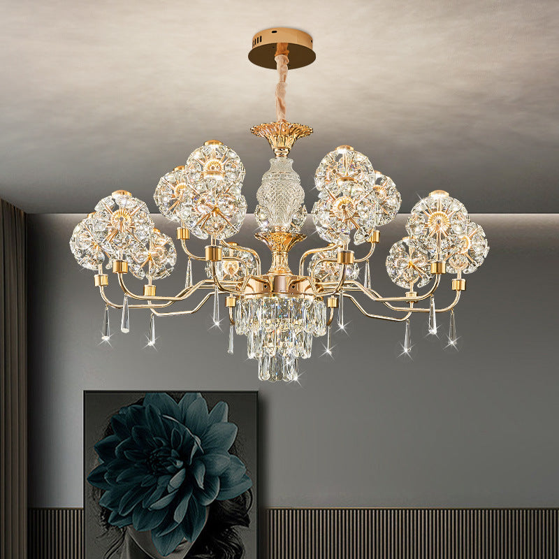 Elegant Modern Iron and Crystal LED Chandelier for Living Room