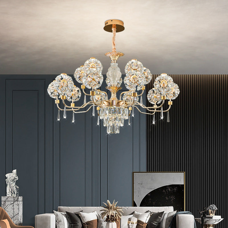 Elegant Modern Iron and Crystal LED Chandelier for Living Room