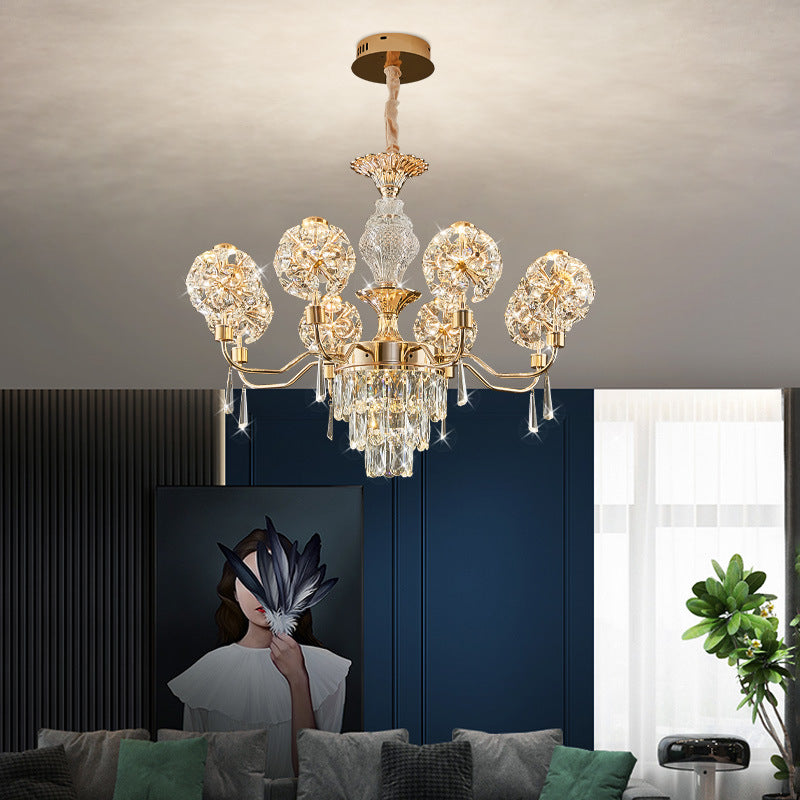 Elegant Modern Iron and Crystal LED Chandelier for Living Room