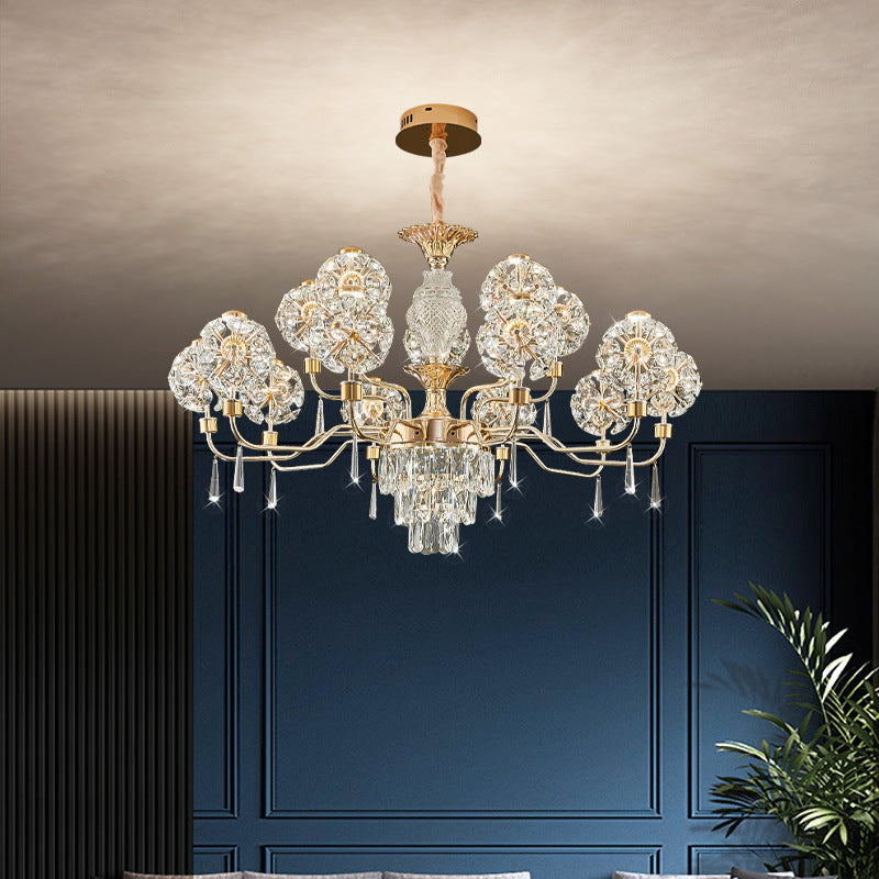 Elegant Modern Iron and Crystal LED Chandelier for Living Room