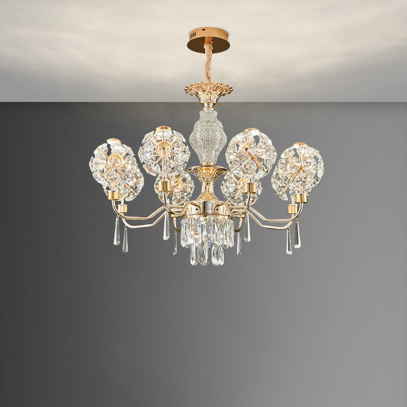 Elegant Modern Iron and Crystal LED Chandelier for Living Room